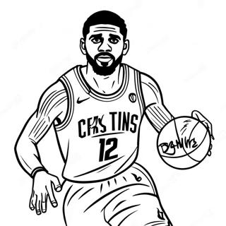 Kyrie Irving Dribbelende Basketbal Inkleurblad 139232-70396