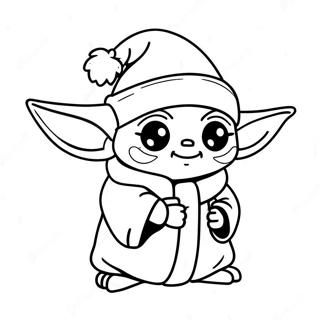 Schattige Baby Yoda Met Kersvader Hoed Inkleurblad 139640-70713