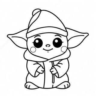 Schattige Baby Yoda Met Kersvader Hoed Inkleurblad 139640-70714