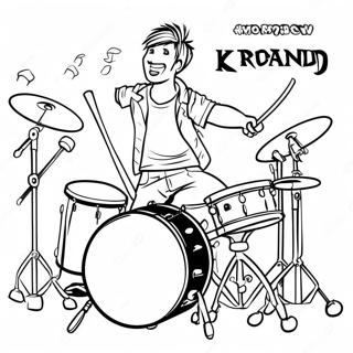 Drommer In N Rockband Inkleurblad 18438 4039