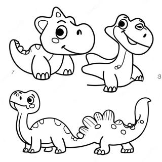 Pragtige Cartoon Dinosaurusse Inkleurblad 18999-4159