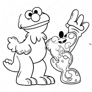 Elmo Met Koekie Monster Inkleurblad 20365-4459