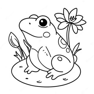 Schattige Pad Wat Op N Waterlelie Sit Inkleurblad 24257-5283