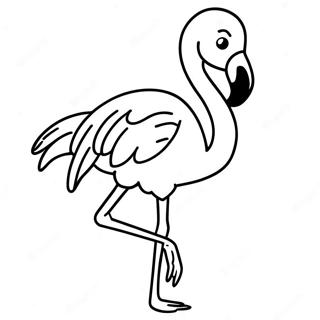 Elegante Flamingo Wat Op Een Been Staan Inkleurblad 25711-5604