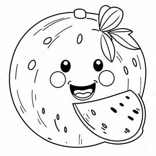 Schattige Waatermeloen Met N Glimlag Inkleurblad 26165-5713