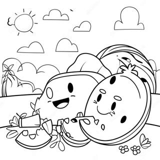 Waatermeloen Piekniek Toneel Inkleurblad 26166-5718