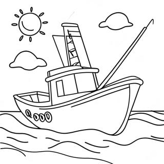 Visboot Op N Sonnige Dag Inkleurblad 27572-6007