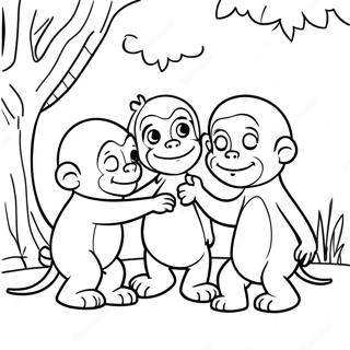 Nuuskierige George Wat Met Vriende Speel Inkleurblad 27663-6031