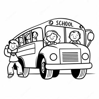 Gelukkige Skoolbus Met Kinders Inkleurblad 29855-6500