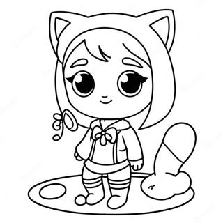Chibi Anime Meisie Met Kat Inkleurblad 3193 1853