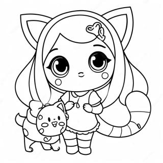 Chibi Anime Meisie Met Kat Inkleurblad 3193 1855