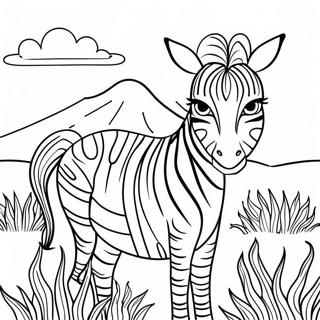 Majestueuse Afrikaanse Zebra In Die Savanne Inkleurblad 32020-6978