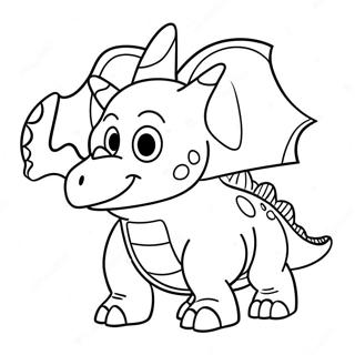 Karikatuur Triceratops Wat Speel Inkleurblad 32285-7037