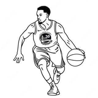 Steph Curry Wat Die Bal Dribbel Inkleurblad 32985-7198