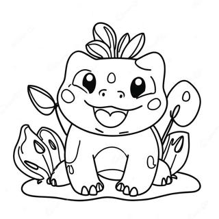 Gelukkige Bulbasaur Met N Groot Glimlag Inkleurblad 34160-7457