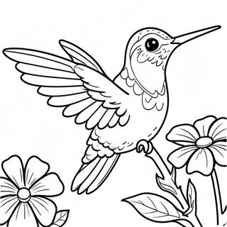 Majestueuse Kolibrie Wat Op Blomme Voed Inkleurblad 36514-7979