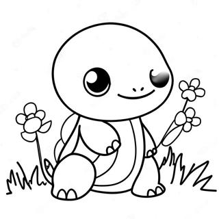 Gelukkige Squirtle Met Blomme Inkleurblad 36599-8000