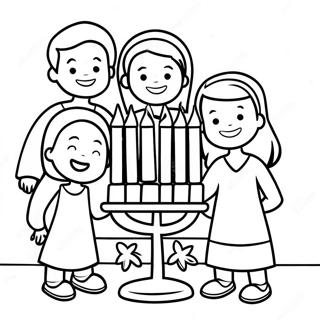 Kinders Wat Die Menorah Aansteek Inkleurblad 38010-8297