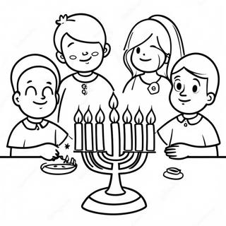 Kinders Wat Die Menorah Aansteek Inkleurblad 38010-8298