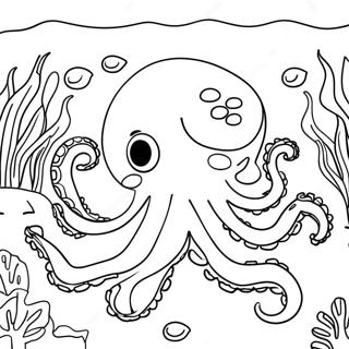 Kleurvolle Octopus Wat In Koraalrif Swem Inkleurblad 39101-8533