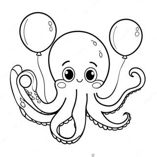 Gelukkige Octopus Met Ballonne Inkleurblad 39102-8537