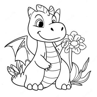 Vriendelike Draak Met Blomme Inkleurblad 4013 750