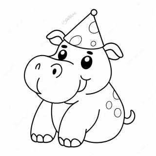 Keurige Hippopotamus In N Partytjiehoed Inkleurblad 40445-8834
