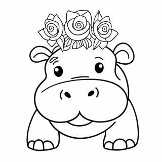 Hippopotamus Met N Blomkroon Inkleurblad 40448-8847