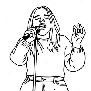 Billie Eilish Sing Op Die Verhoog Inkleurblad 41270-9018