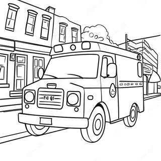 Vriendelike Ambulans Wat Deur Die Stad Ry Inkleurblad 41728-9127