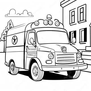 Vriendelike Ambulans Wat Deur Die Stad Ry Inkleurblad 41728-9128