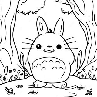 Gelukkige Totoro In Die Woud Inkleurblad 43812-9577