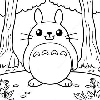 Gelukkige Totoro In Die Woud Inkleurblad 43812-9578