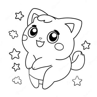 Jigglypuff Omring Deur Sterre Inkleurblad 45665-10006