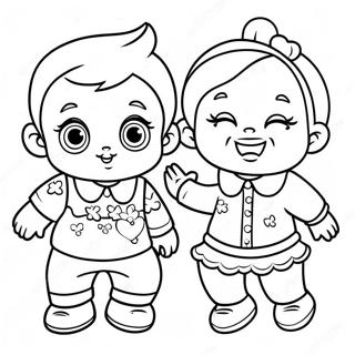 Gelukkige Huilbabies In Kleurvolle Klere Inkleurblad 50640-11080