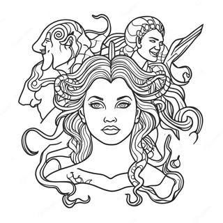 Medusa Omring Deur Heldes Inkleurblad 53835-11785