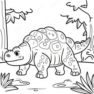 Realistiese Ankylosaurus In Die Bos Inkleurblad 55256 12102