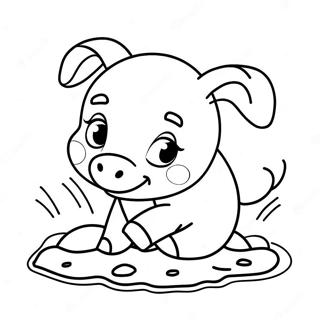 Speelse Varkie Wat In Modder Rol Inkleurblad 55346 12117