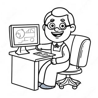 Gelukkige Onderwyser By Tafel Inkleurblad 62058-13679