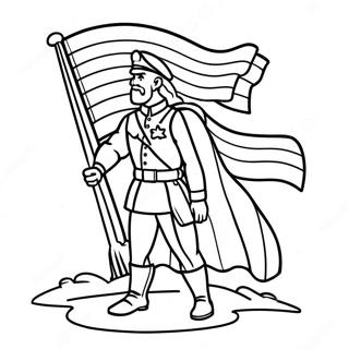 Dappere Veteraan Met Vlag Inkleurblad 65355-14302