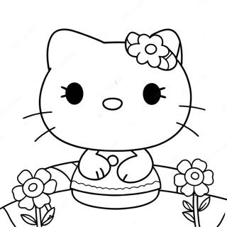 Hallo Kitty Met Blomme Inkleurblad 68230-14931