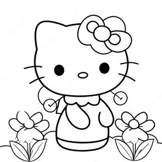 Hallo Kitty Met Blomme Inkleurblad 68230-14932