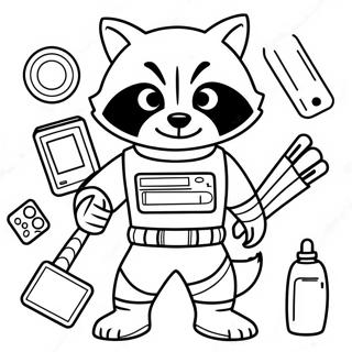 Raket Wasbeer Met Gadgets Inkleurblad 70776 15493