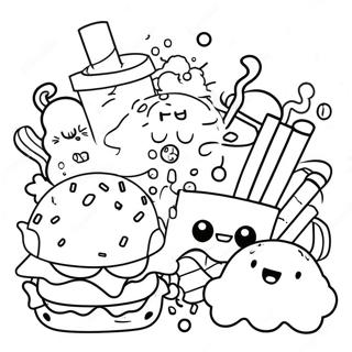 Kawaii Junk Food Inkleurblad 72006-15848