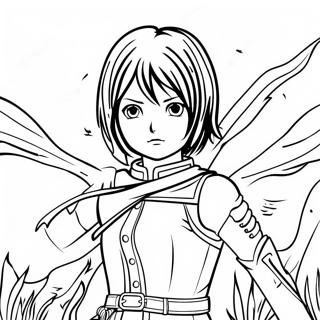 Mikasa Ackerman In Slag Inkleurblad 72596-16313