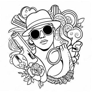 Vintage Gangsta Tattoo Styl Inkleurblad 72935-16582