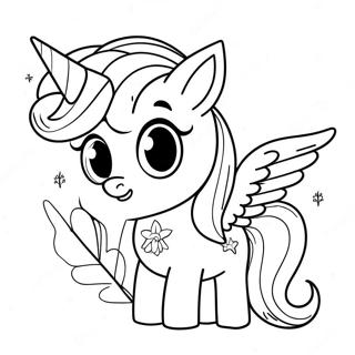 Schattige Alicorn Met Sprankelende Mane Inkleurblad 73112 16716