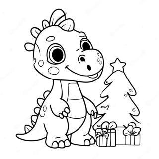 Oulike Dinosaurus Wat N Kersboom Versier Inkleurblad 74215-17569