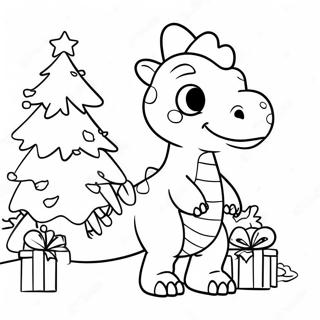 Oulike Dinosaurus Wat N Kersboom Versier Inkleurblad 74215-17570