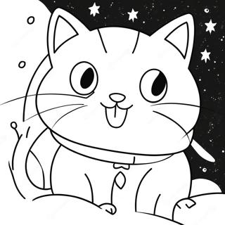 Avontuurlike Karakter Kat In Die Ruimte Inkleurblad 74754-17997